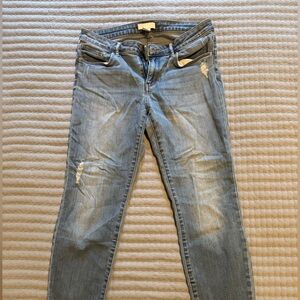 H&M Blue Skinny Jeans with Distressed Details